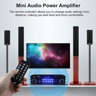 Etlephe 4 kanálový mini zesilovač, HiFi zesilovač, Bluetooth 5.0 stereo zesilovač, 1200 W, FM rádio, Přenosný vstup/USB vstup/FM